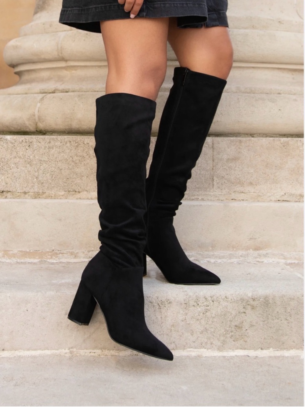 Steve Madden Black Over-The-Knee Block Heel Boots